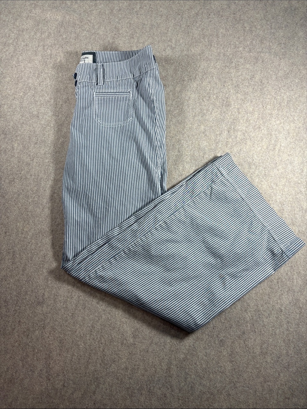 Abercrombie & Fitch Hickory Railroad Stripe Wide Leg Utility Pants Size 8 EUC